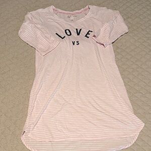 Love Pink and White Striped Nightshirt